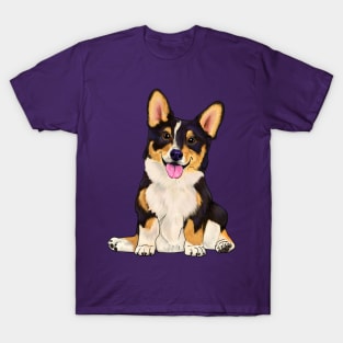 Cute sitting corgi tri color dog T-Shirt